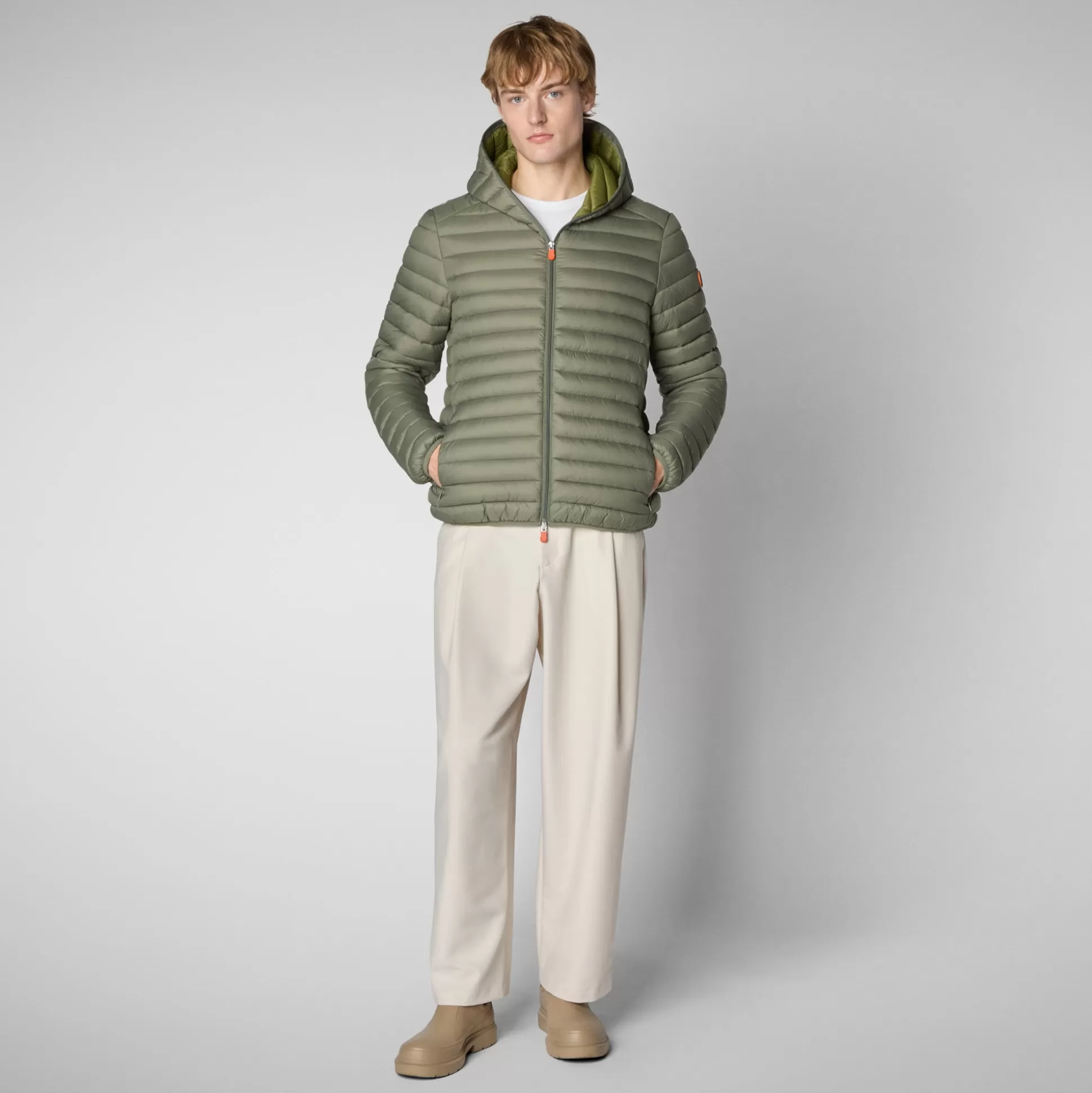 Hot Animal-free Herren-steppjacke Donald Mit Kapuze In Swamp Green Herren Animal-Free Steppjacken