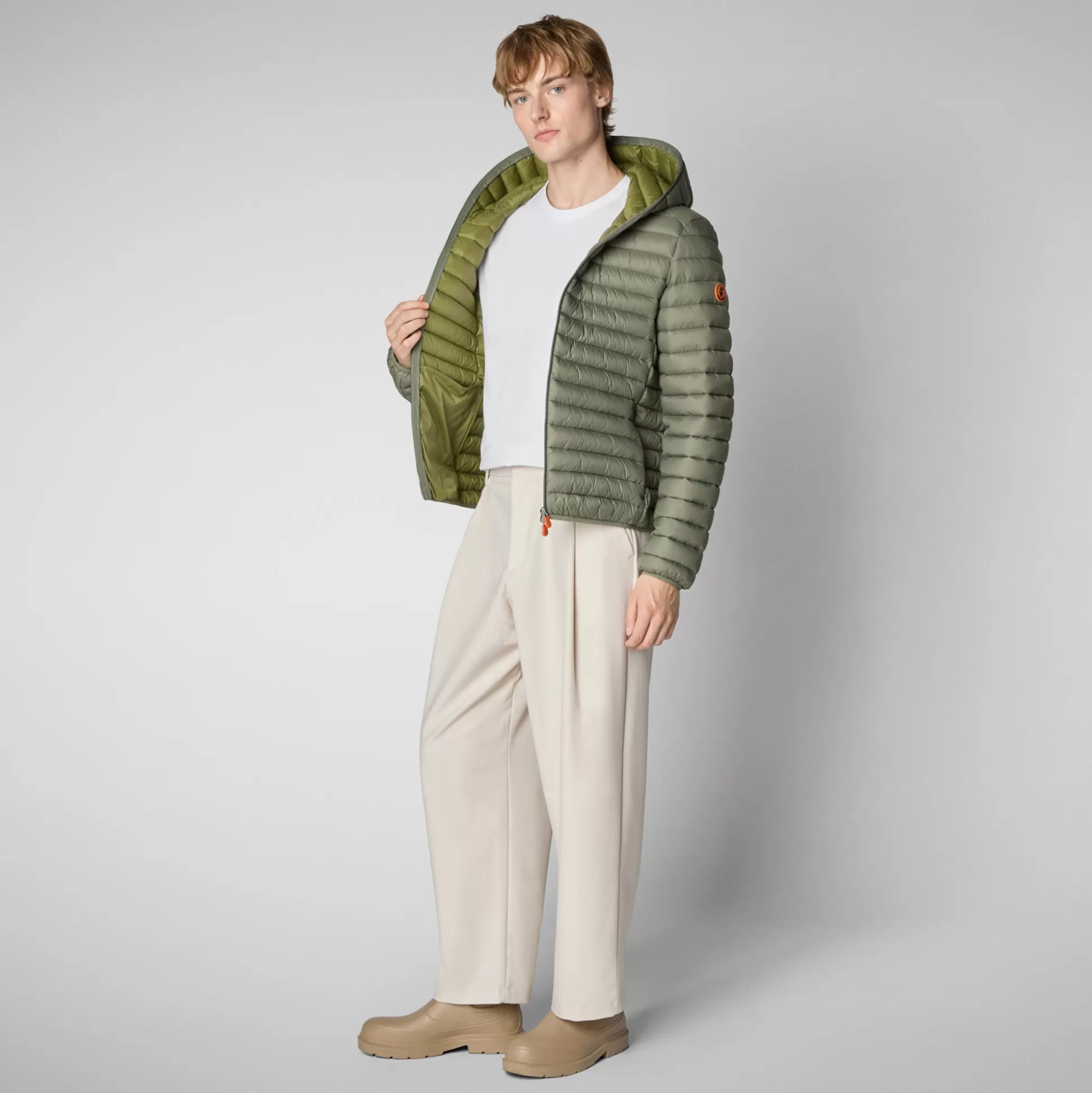 Hot Animal-free Herren-steppjacke Donald Mit Kapuze In Swamp Green Herren Animal-Free Steppjacken