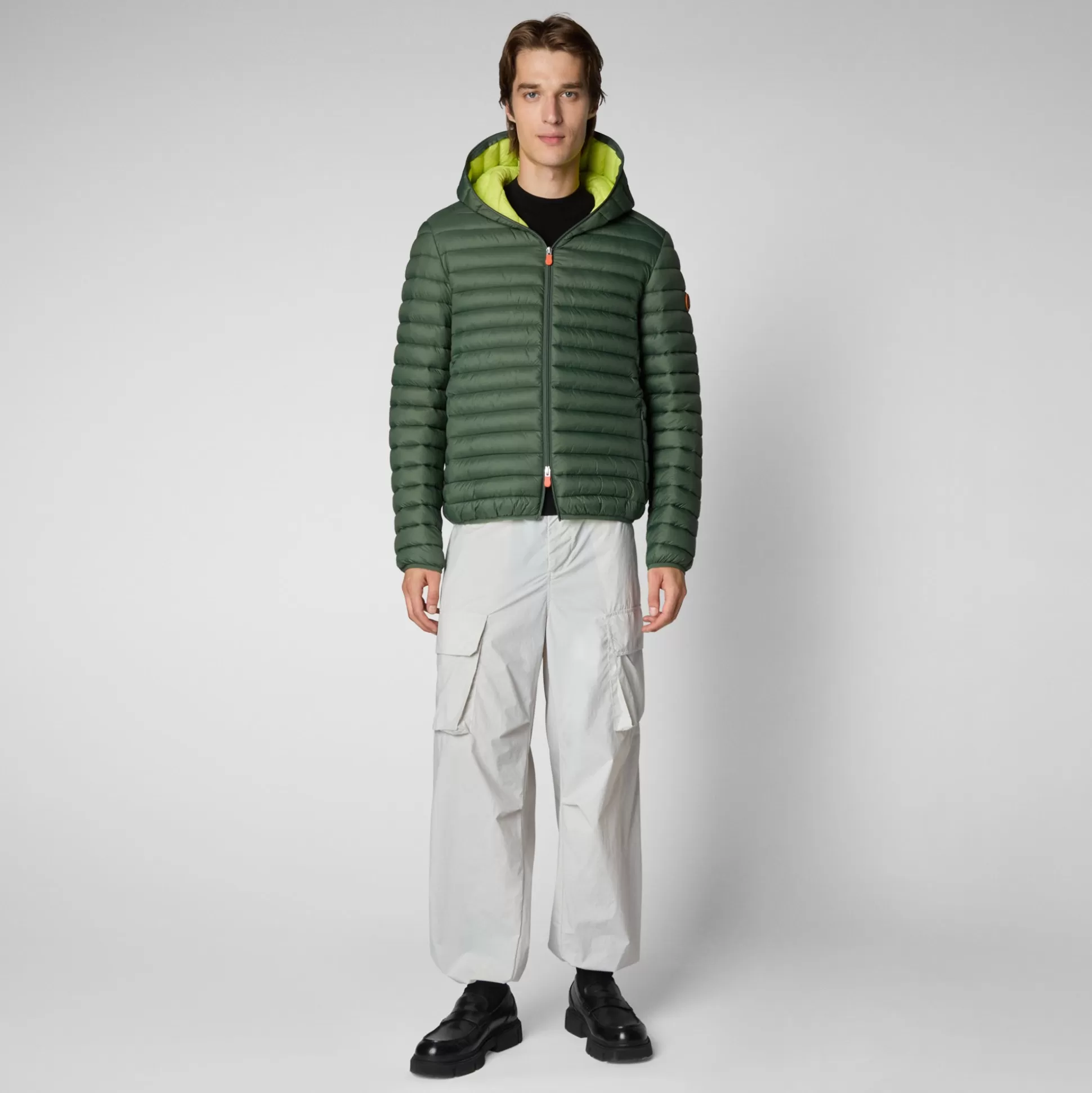 Shop Animal-free Herren-steppjacke Donald Mit Kapuze In Thyme Green Herren Animal-Free Steppjacken