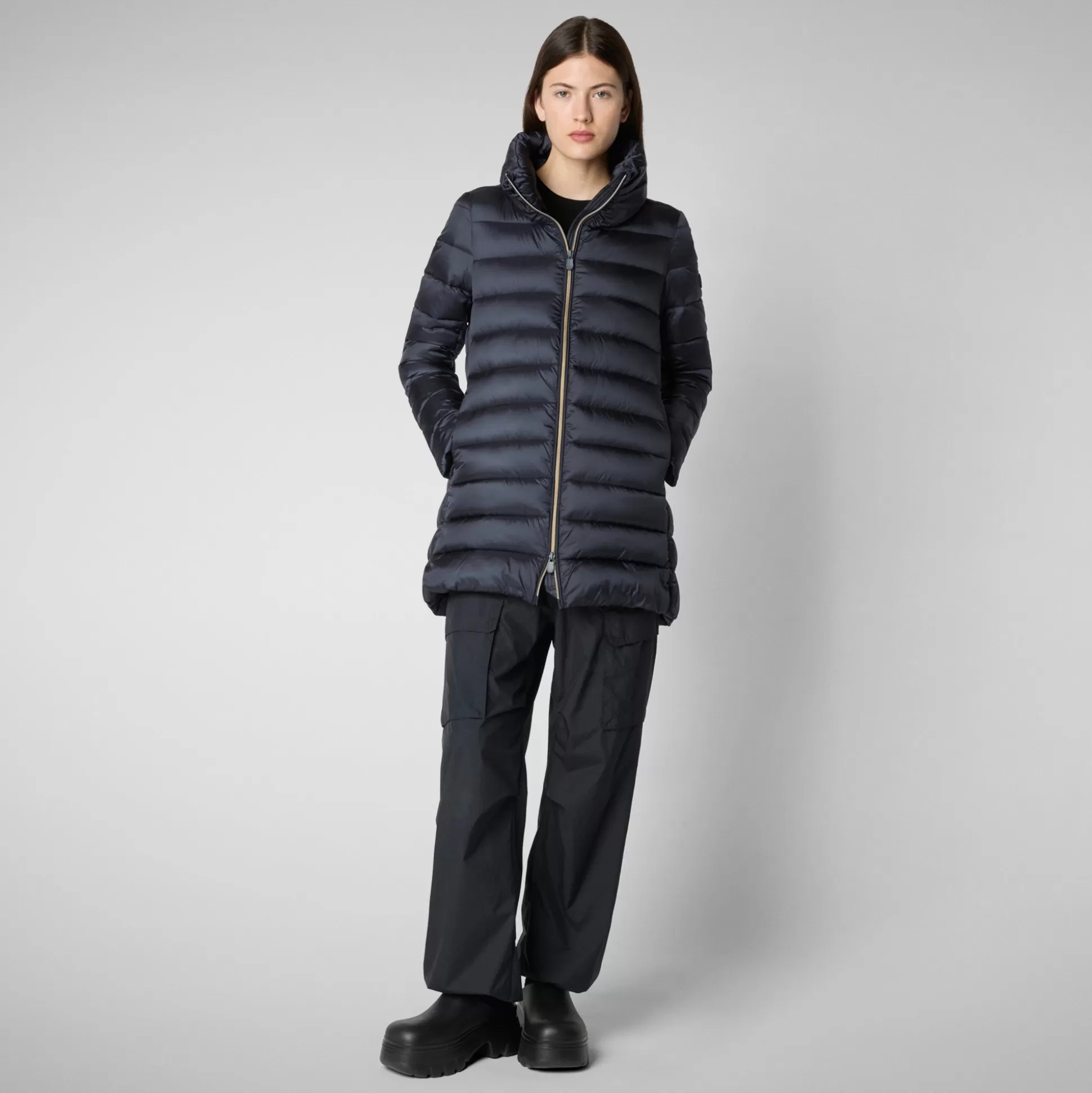 Clearance Damen Regenmantel Lydia In Blau Schwarz Damen Animal-Free Steppjacken